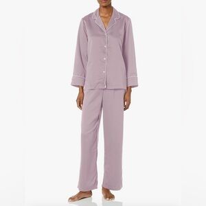 NATORI WOMENS SATIN ESSENTIALS NOCH PJ COLOR PURPLE DOVE SIZE LARGE NEW